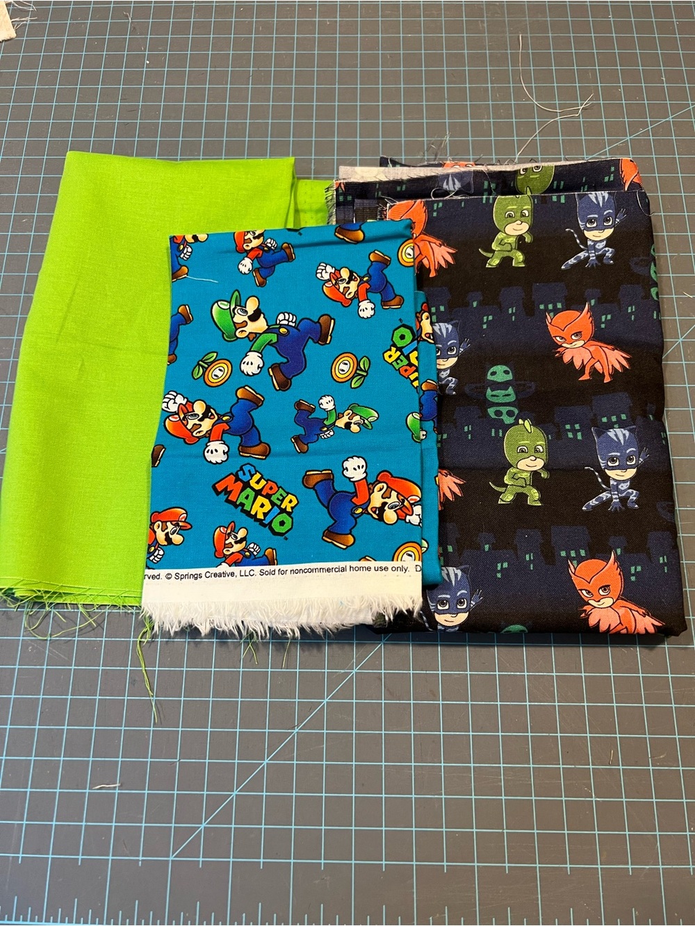 Pj masks and Super Mario fabric bundle
